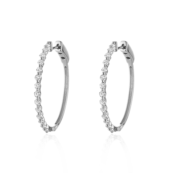 Diamond Hoop Earrings In Yellow Gold