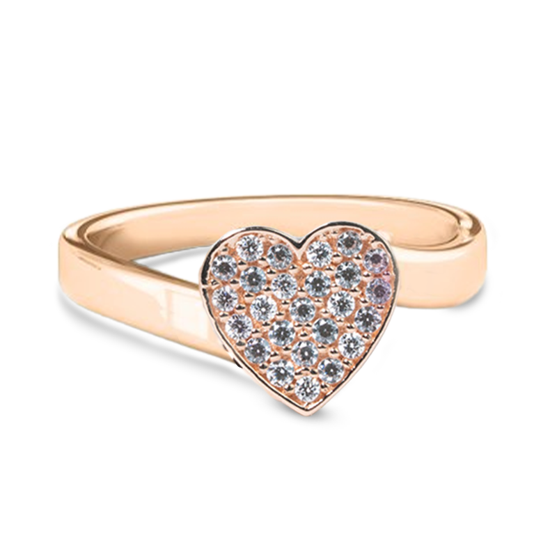 Rose Gold Heart Cubic Zirconia Ring