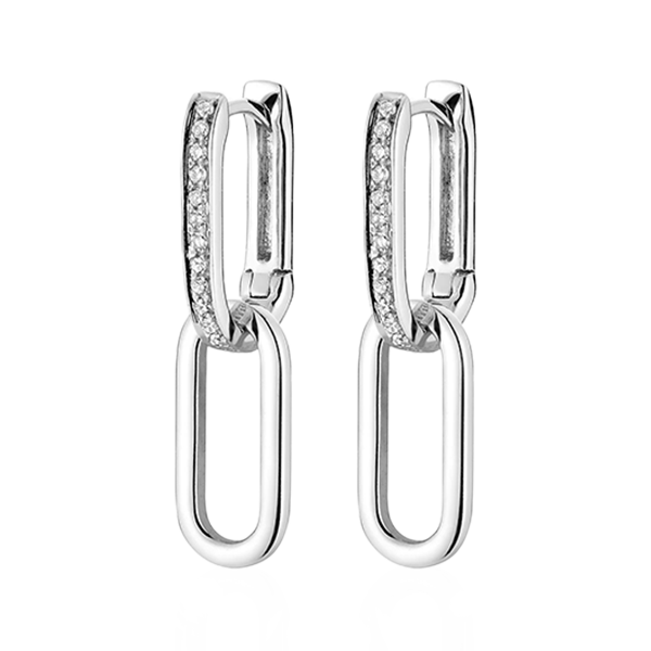 Paper Clip Diamond Dangle Earrings