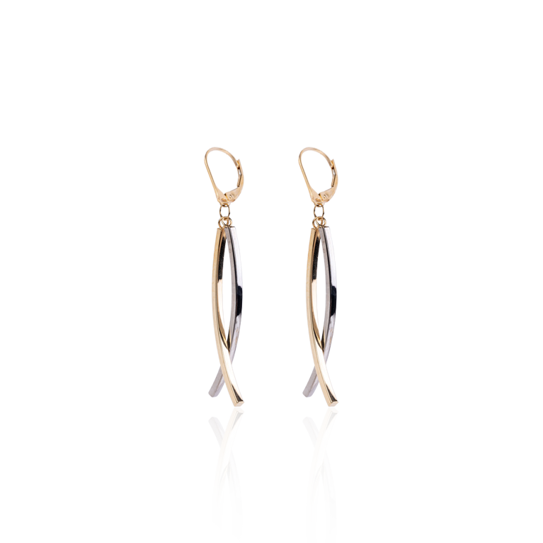 2-Tone Gold Dangling Earrings