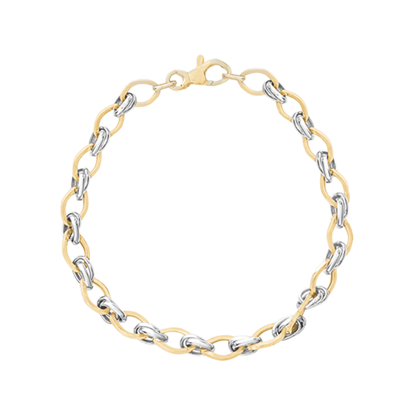 2-Tone Link Chain Desingner Gold Bracelet