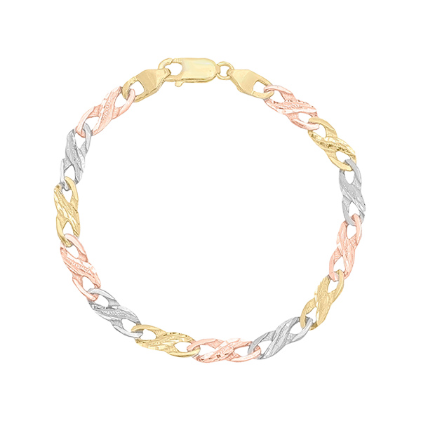 3-Tone Infinity Gold Bracelet