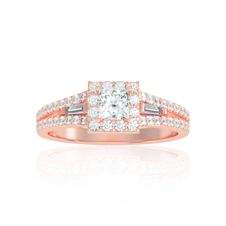 Natural Diamond Shank Halo Ring ( 1 Ct. Wt. )