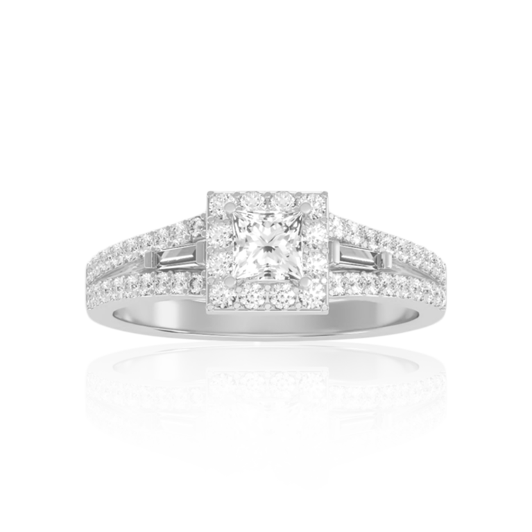 Natural Diamond Shank Halo Ring ( 1 Ct. Tw. )