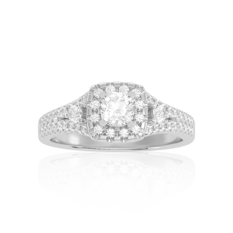 "Forever Trinity" Halo Engagement Diamond Ring ( 1.15 Ct. Tw. )