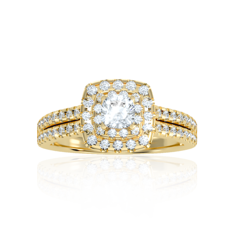 "Love Story" Halo Engagement Gold ring
