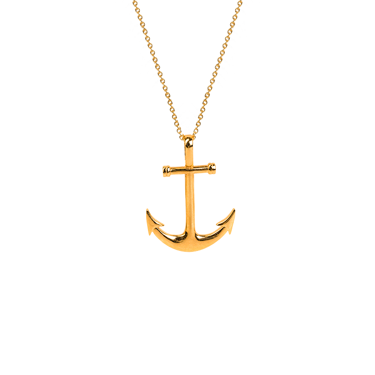 10k Anchor Pendant With Diamond Cut