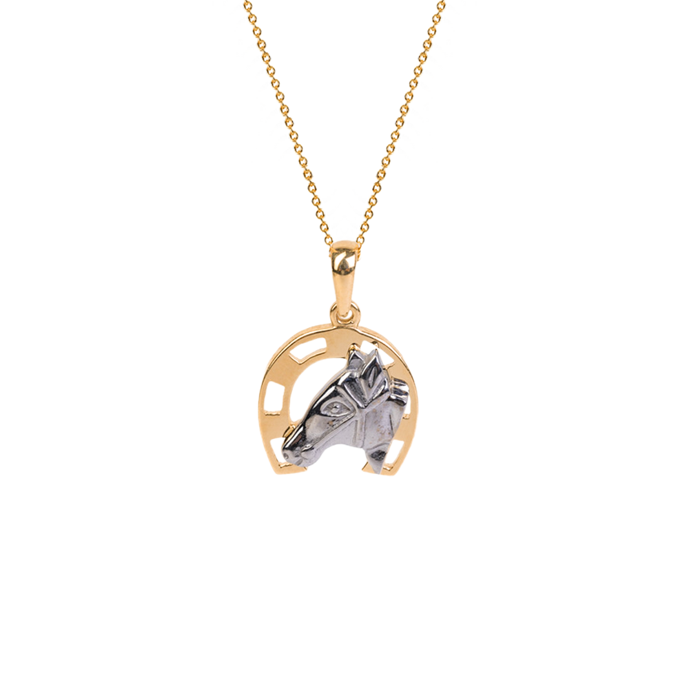 10k Gold 2-Tone Horseshoe Pendant