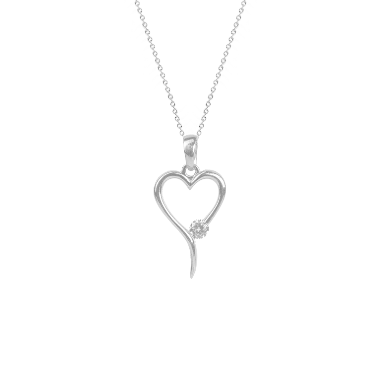 10k Gold White CZ Drop Heart