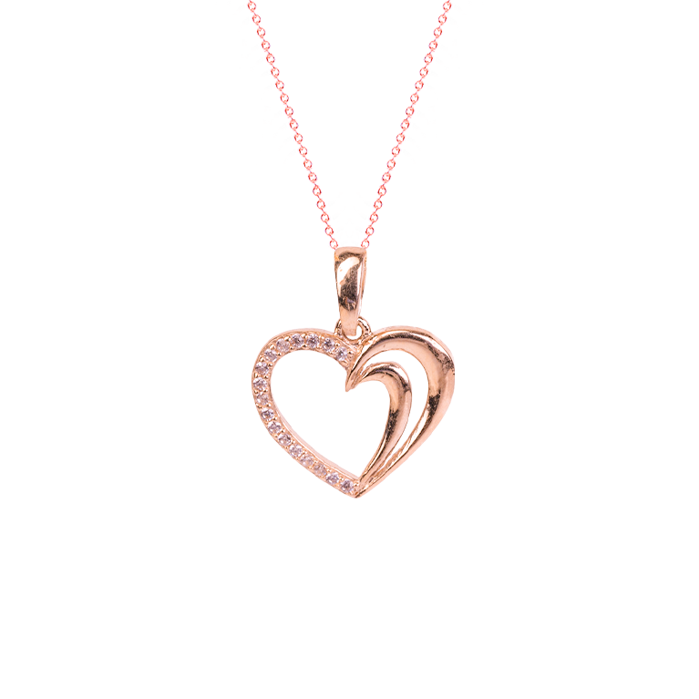 10k Rose Gold Heart With CZ Accent