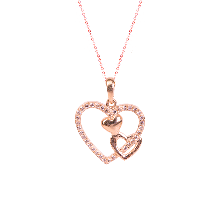 10k Rose Gold Triple Heart