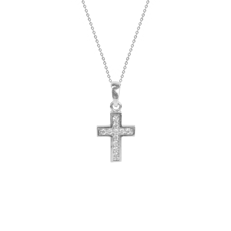 10k White Gold Cross