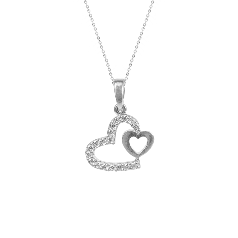 Double Heart CZ Pendant