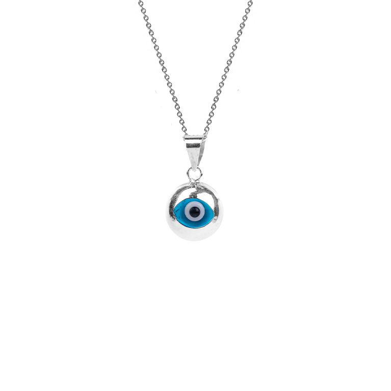 10k White Gold Evil Eye Pendant