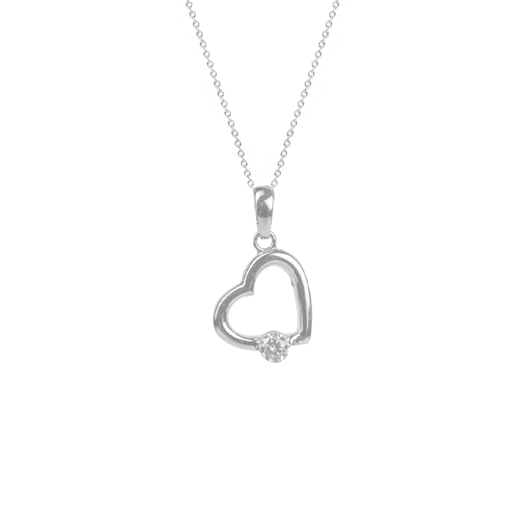 10k White Gold Heart with CZ