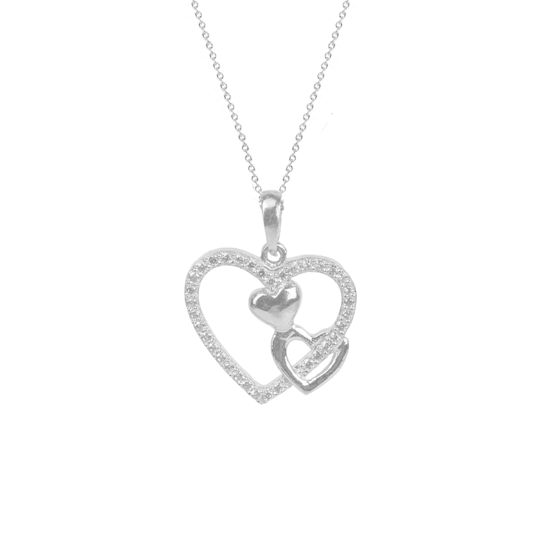 Triple Heart in 10k White Gold