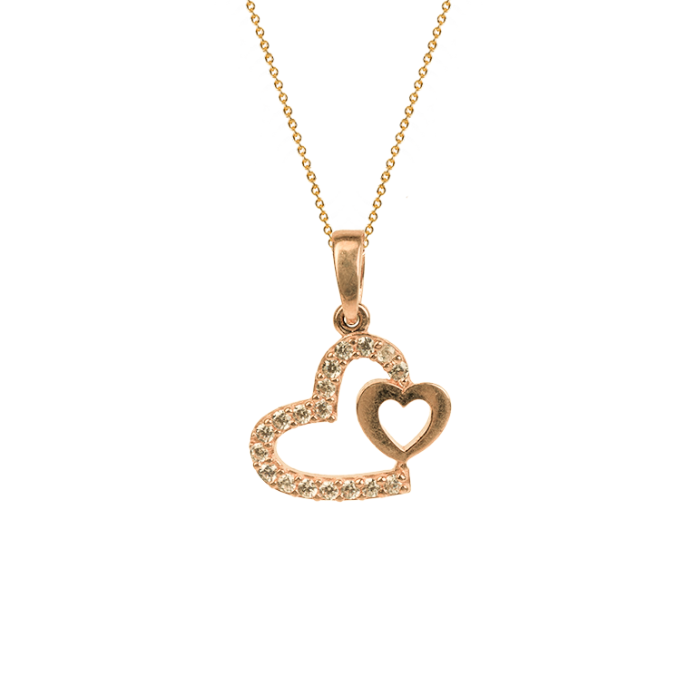 Heart & Heart In Yellow Gold