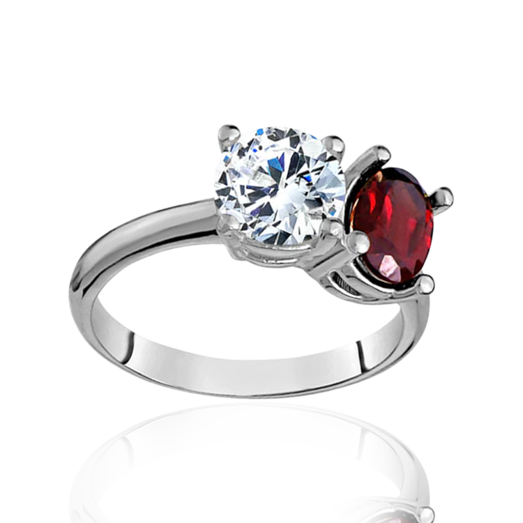 "Toi Et Moi" Oval Ruby & Round White Topaz