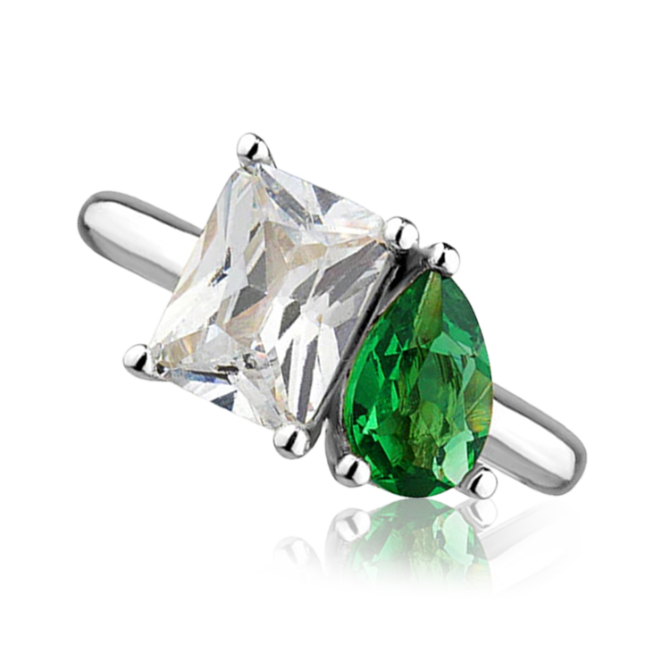 "Toi Et Moi" Emerald & White Topaz Ring