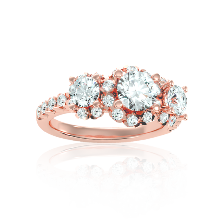 Luxury Trilogy Diamond Ring In Rose Gold