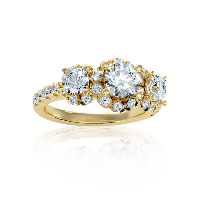 Luxury Trilogy Diamond Ring In Yellow Gold