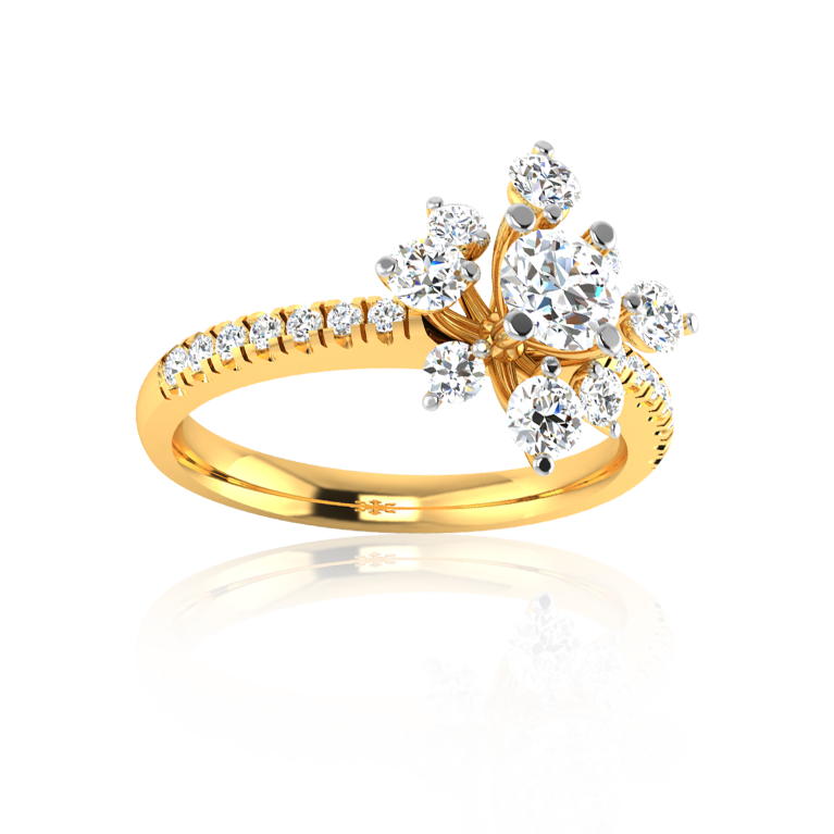 Diamond Bloom Ring In Yellow Gold