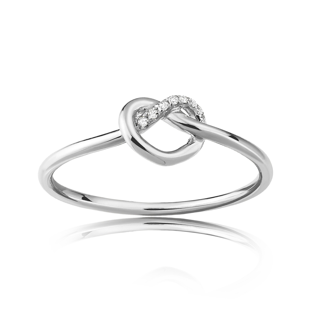 Knot Diamond Heart Ring