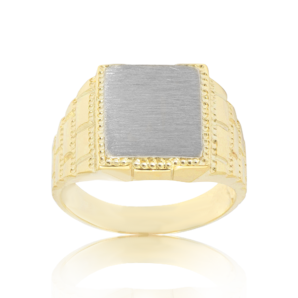 Man Millgrain Contour Ring In Yellow Gold