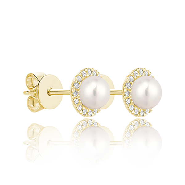 Pearl & Diamond Halo Earrings