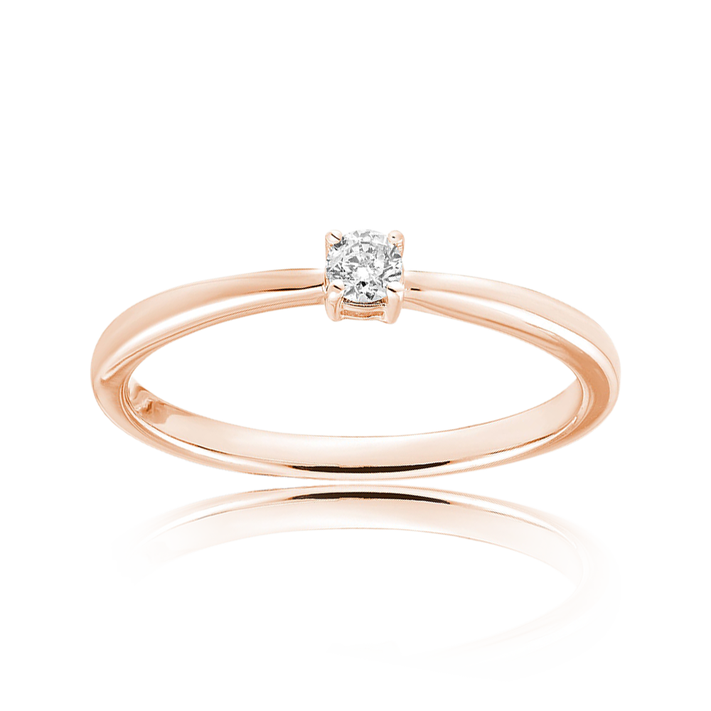 Solitaire Diamond (0.15ct tw.) In White, Yellow & Rose Gold