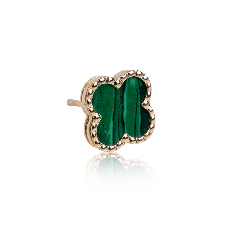 Clover Malachite Green Stud Earrings