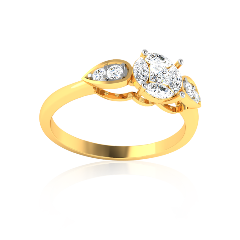 "Blooming Serenity" Solitaire Trinity in Yellow Gold