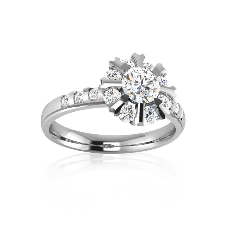 Snowflake Whispers Halo Ring ( 0.92 Ct. Tw. )