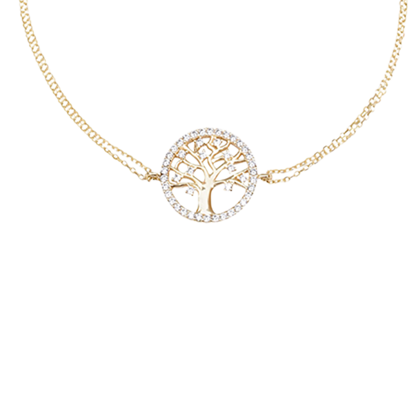 Tree of Life Gold & CZ Bracelet