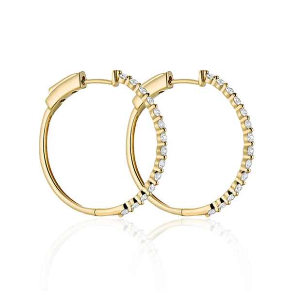 Diamond Hoop Earrings In Yellow Gold