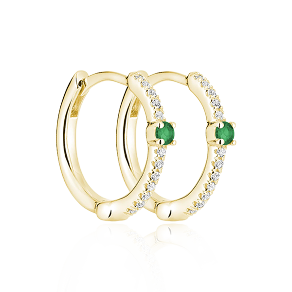 Precious Stones and Diamond Hoop Earrings