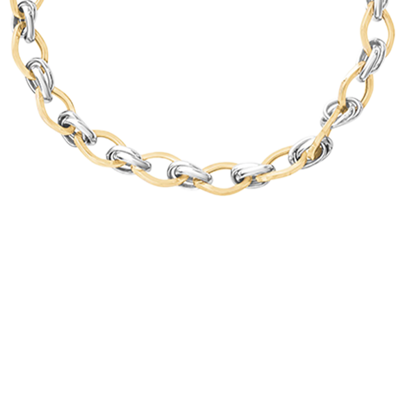 2-Tone Link Chain Desingner Gold Bracelet