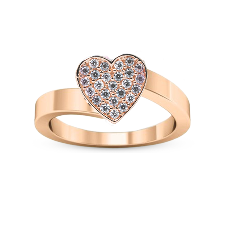 Rose Gold Heart Cubic Zirconia Ring