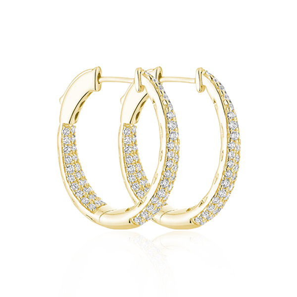 Pave Diamond Hoop Earrings (1.35 Ct. Tw.) In Yellow & White Gold