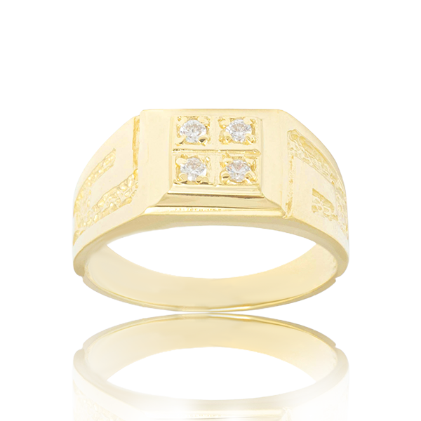 4 CZ Stone Men's Gold ring