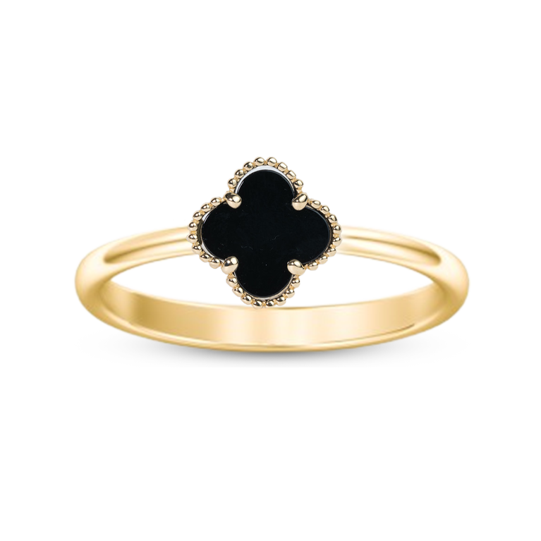 Modern Clover Black Onyx Ring