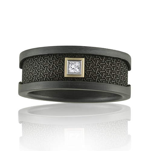 "AWARD WiNNER" Noir Gold Men's Wedding Band