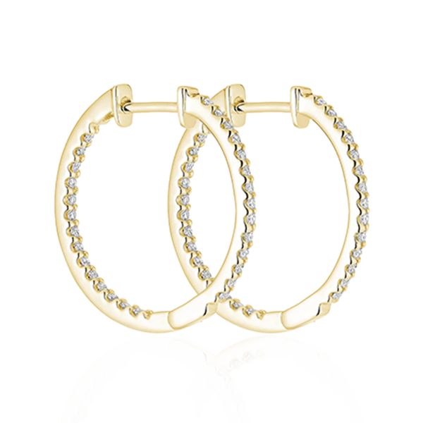 Diamond Hoop Earrings In White, Yellow & Rose Gold