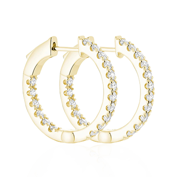 Diamond Hoop Earrings (0.98 Ct. Tw.) In White & Yellow Gold