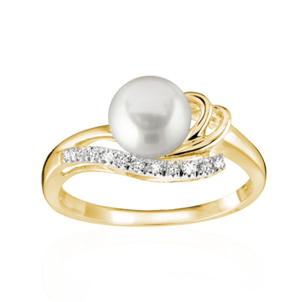 Freshwater Pearl & Diamond Ring