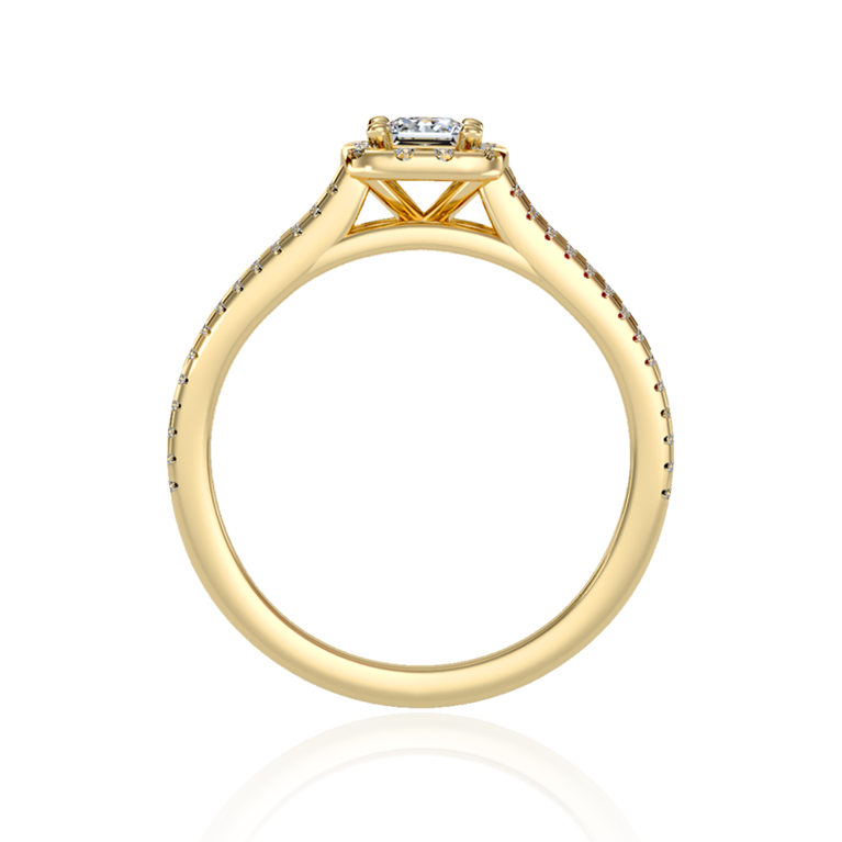 "Trilogy" Halo Engagement Ring In Yellow Gold