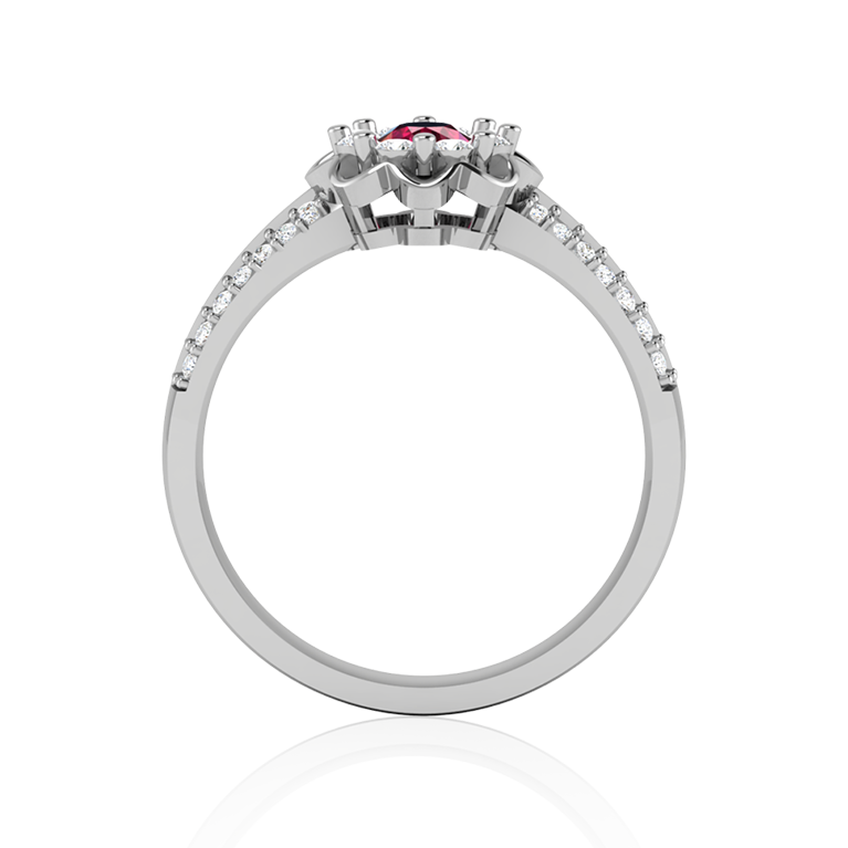 "Mystique Petal" White Gold Ruby Ring