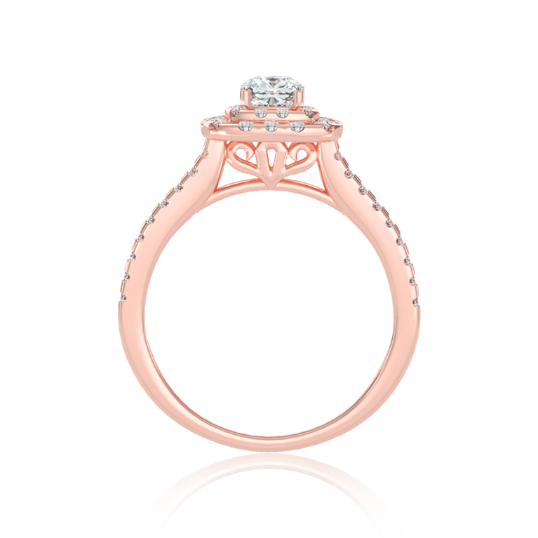 "Love Story" Halo Engagement Gold Ring
