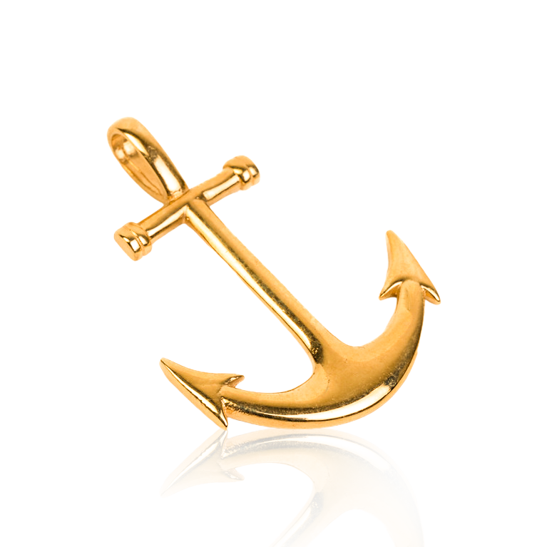 10k Anchor Pendant With Diamond Cut