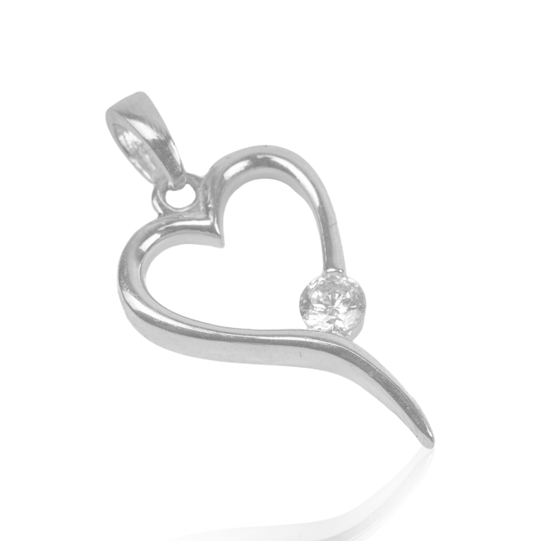 10k Gold White CZ Drop Heart